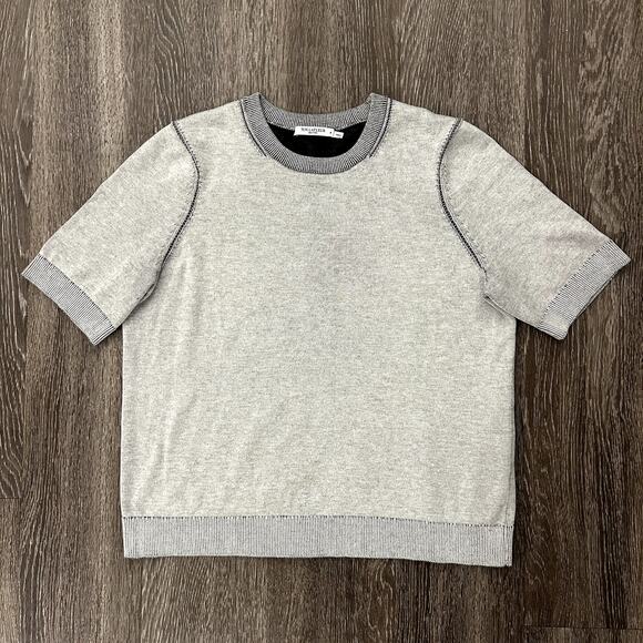 EUC MM LaFleur Becca Pointelle Cotton Silk Knit Tee Gray Medium Short Sleeve Top - Picture 2 of 16